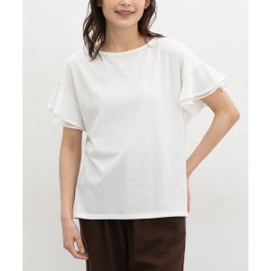 tシャツ 半袖 速乾 「ハニさら・接触冷感・吸水速乾・ＵＶカット・遮熱」フリル袖Ｔシャツ レディース