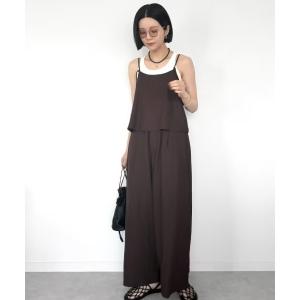 ワンピース 「2点セット」リネン混リボンキャミパンツセット