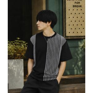 tシャツ スムース 前身頃 異素材切替クルーTシャツ メンズ レディース
