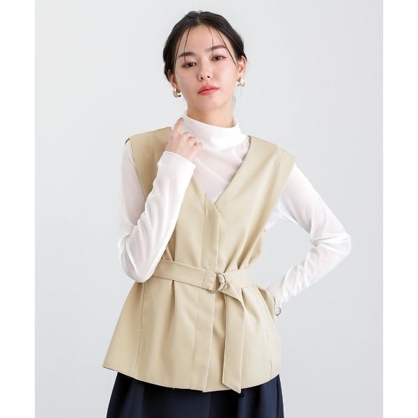 ベスト ジレ 「 抜け感モード 」とろみツイル・フレアベルトジレ レディース