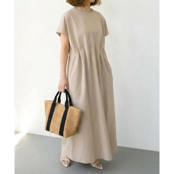 ワンピース リネンライクウエストタックワンピース