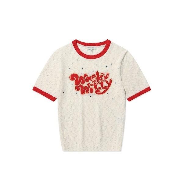 ニット セーター WOMEN'S TYPOGRAPHIC SHORT-SLEEVED KNIT レデ...