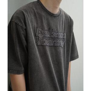 tシャツ 綿100％ 天竺 スノーウォッシュ・ピグメント加工 パッチ使い 半袖Tシャツ メンズ レディース