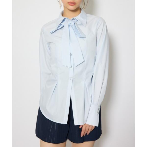ブラウス シャツ ウエストシェイプボウタイシャツ 春服 夏服 レディース