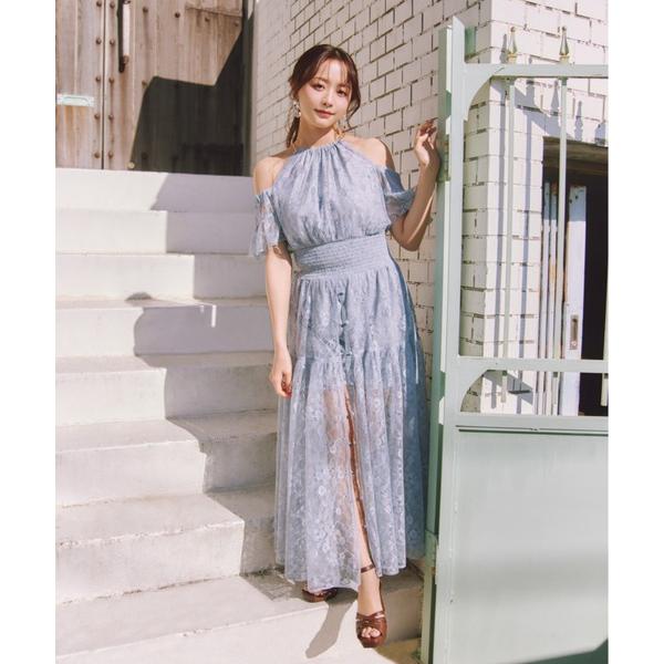 ワンピース 「森香澄さん着用」2WAYホルターネックレースロンパース 春服 夏服