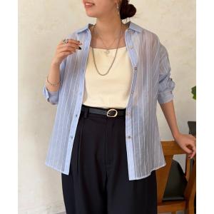 ブラウス シャツ シアーストライプシャツ レディース