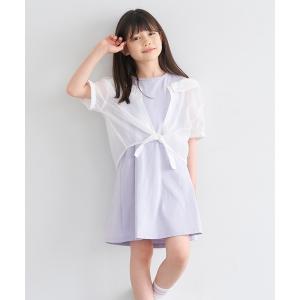 ワンピース キッズ　シアーシャツドッキングワンピ―ス キッズ 子供服 女の子