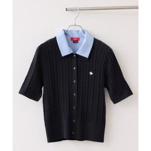 カーディガン 「POLO BCS」VIS別注ケーブルドッキング衿付きカーディガン レディース
