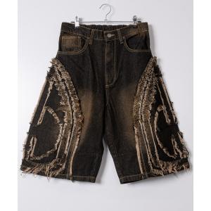 ジーンズ 「13」フリンジデザイン カーブシルエットデニムショーツ/ジョーツ メンズ レディース