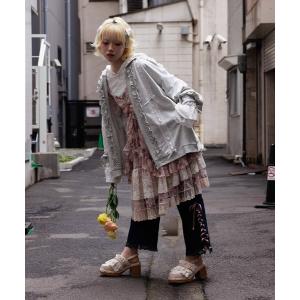 カーディガン ローズリボン後レースパーカー レディース