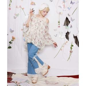 ブラウス シャツ 花柄ポンチョ レディース