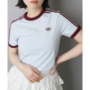 tシャツ 「adidas/アディダス」スリーストライプス半袖ピタTシャツ/スリム レディース