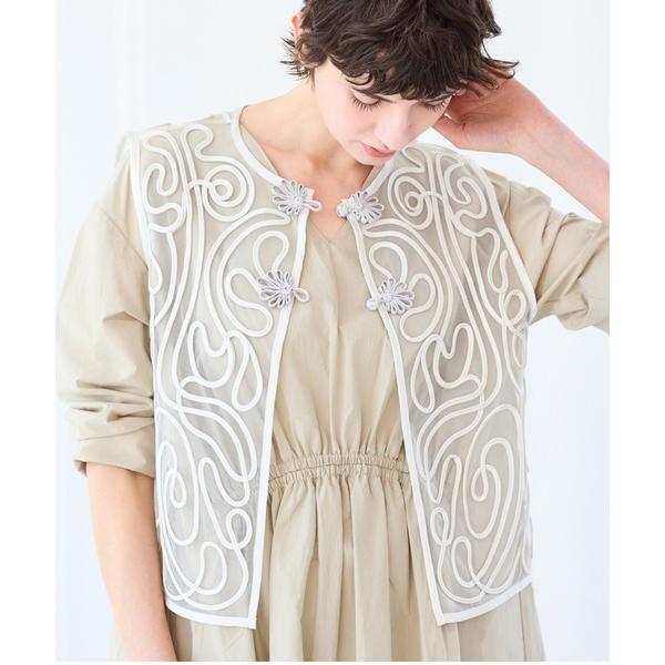 ベスト ジレ 「洗える」ブレードレースチュールジレ レディース