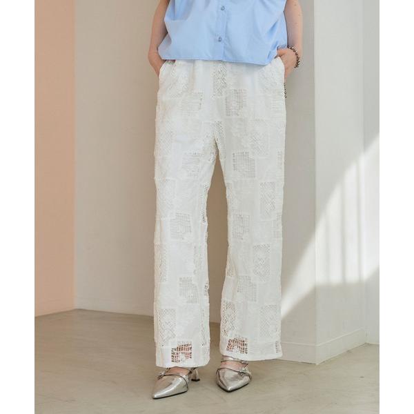 ワイドパンツ パンツ パッチワークレースパンツ レディース