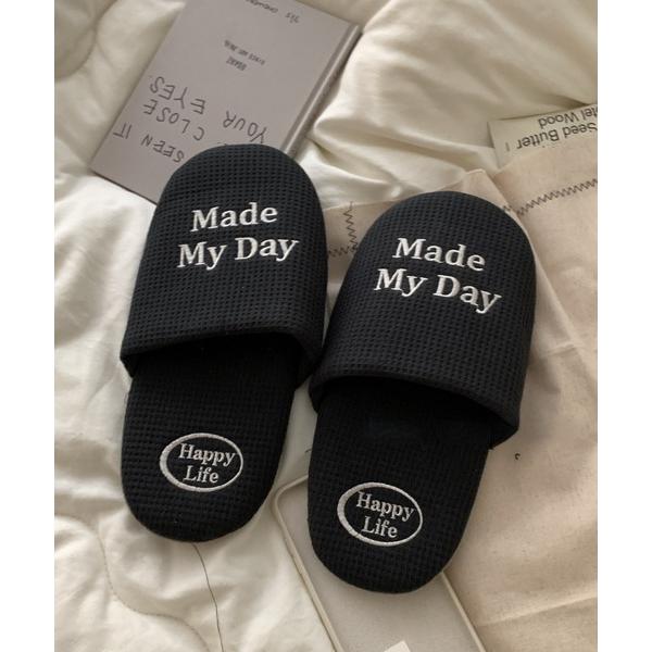 スリッパ 「ウィメンズ」HappyLife刺繍ルームシューズ/スリッパ