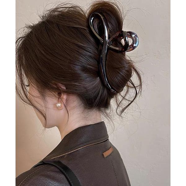 ヘアクリップ 大きめ リボン ウェーブ ヘアクリップ / バンスクリップ