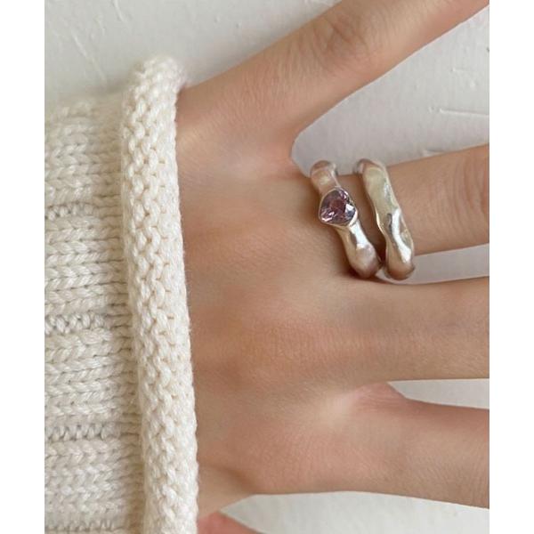 指輪 リング ハート ストーン シルバー リング ( フリーサイズ ) レディース メンズ