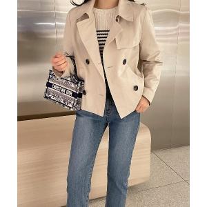 トレンチコート コート 春のダブルブレストショートトレンチコート レディース