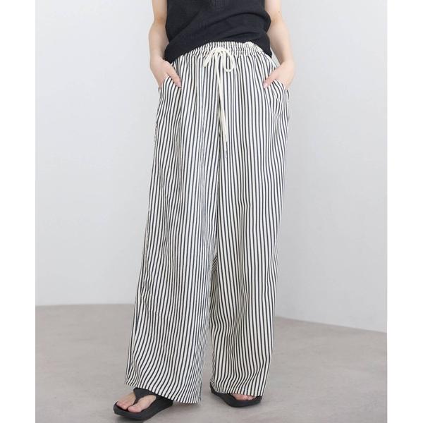 ワイドパンツ パンツ ストライプ柄イージーパンツ レディース