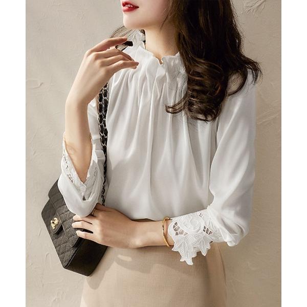 ブラウス シャツ 今っぽい抜け感きれいめスカラップブラウス レディース