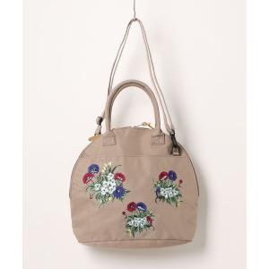 トートバッグ 「glanta」フラワーバッチ刺繍ラウンドトート＆ショルダーバッグ レディース