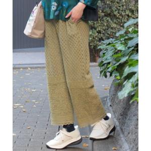 パンツ パネルエンブロイダリーレースパンツ（裏地付き） レディース
