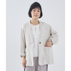 ジャケット ノーカラージャケット 麻ノーカラージャケット レディース