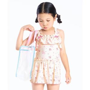 uvカット 水着 「UVカット」リボン小花総柄ワンピース水着 キッズ 子供 女の子