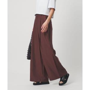パンツ セルロースナイロン ツイル タック ワイドパンツ ウォッシャブル レディース