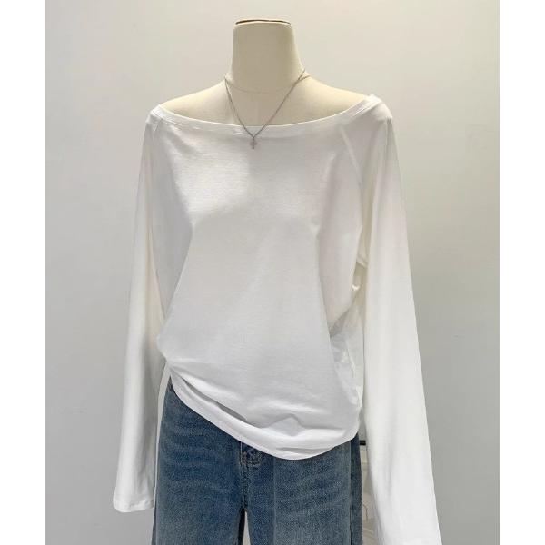 tシャツ ボートネックルーズロングTシャツ レディース