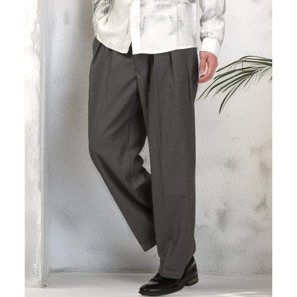 スラックス ツータックワイドパンツ メンズ レディース