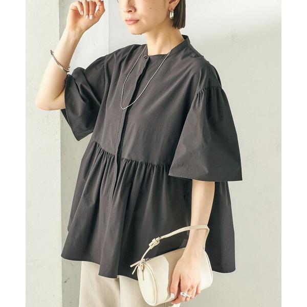 ブラウス シャツ 「接触冷感 / 撥水加工」TEXBRID(R) タフタ ショート スリーブ 羽織 ...