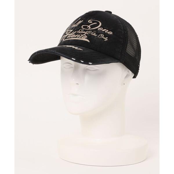 キャップ 帽子 ダメージ加工 ヴィンテージライク 刺繍デザイン メッシュキャップ メンズ レディース