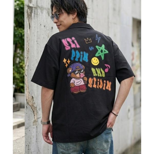 tシャツ オーバーサイズ ランダムグラフィック クマプリントTシャツ メンズ