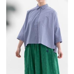 ブラウス シャツ miscクロップド6分袖ワイドシャツ レディース