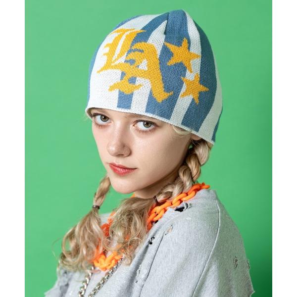 ニット帽 ニットキャップ レディース an meets zakka ストライプミックスLAジャガード...