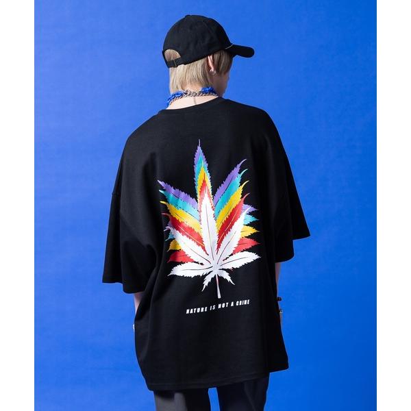 tシャツ a.p.o.v. レインボーマリファナバックビッグプリントオーバーサイズTシャツ メンズ ...