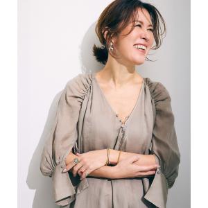ワンピース 「コラボ」大草直子さん×martinique ラミーギャザースリーブワンピース