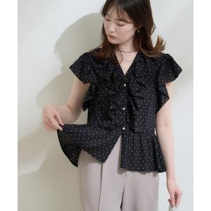 ブラウス シャツ ドットフリルブラウス レディース