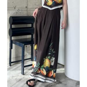 パンツ MEDI FRUIT SCARF PATTERN TUCK PANTS レディース