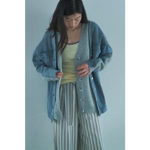 カーディガン LAYERED DENIM KNIT CARDIGAN レディース