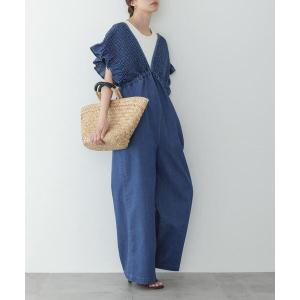 サロペット オーバーオール シャーリングオールインワン レディース