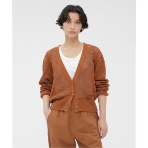 マーガレットハウエル　FINE LINEN　Vネック　カーディガン　オレンジ　Ⅱ MARGARET HOWELL（マーガレットハウエル） カーディガン FINE LINEN