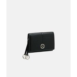 ミニ 財布 ワッシャーレザー ダブルリングチャーム 三つ折りミニ財布 コンパクトウォレット レディース メンズ
