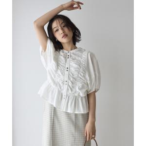 ブラウス シャツ 夏 Firsthand/ファーストハンド シアー シャーリング ボリュームスリーブ ブラウス / 5分袖 レディース