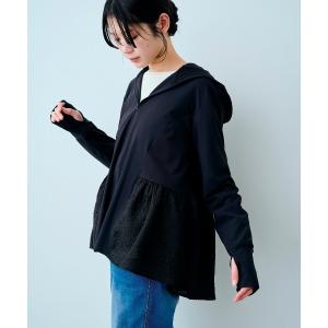 コート アウター ＩＥＤＩＴ　顔や手まですっぽり安心！異素材遣いのフレアーが甘く着映えるＵＶカットパーカー レディース