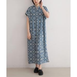 ワンピース 半袖 オリエンタルPT　スキッパーワンピース