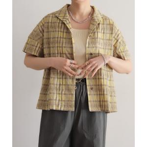 ブラウス シャツ 半袖 ミニグランジチェック　ショートシャツ レディース