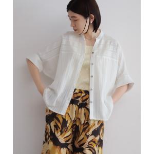 ブラウス シャツ 「予約」からみストライプ　バンザイシャツ レディース