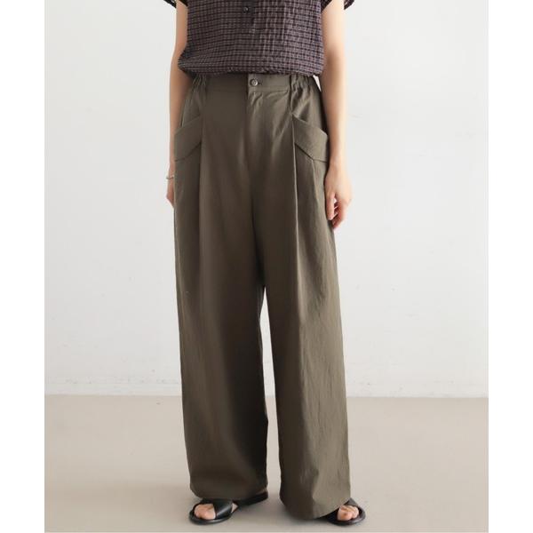 ワイドパンツ パンツ オーガニックマグワッシャー　タックパンツ レディース